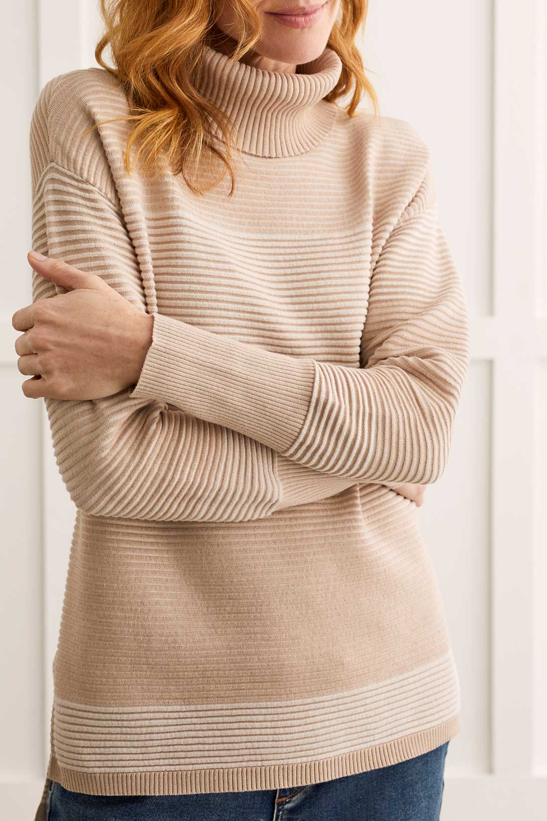 Two-Tone T-Neck Sweater