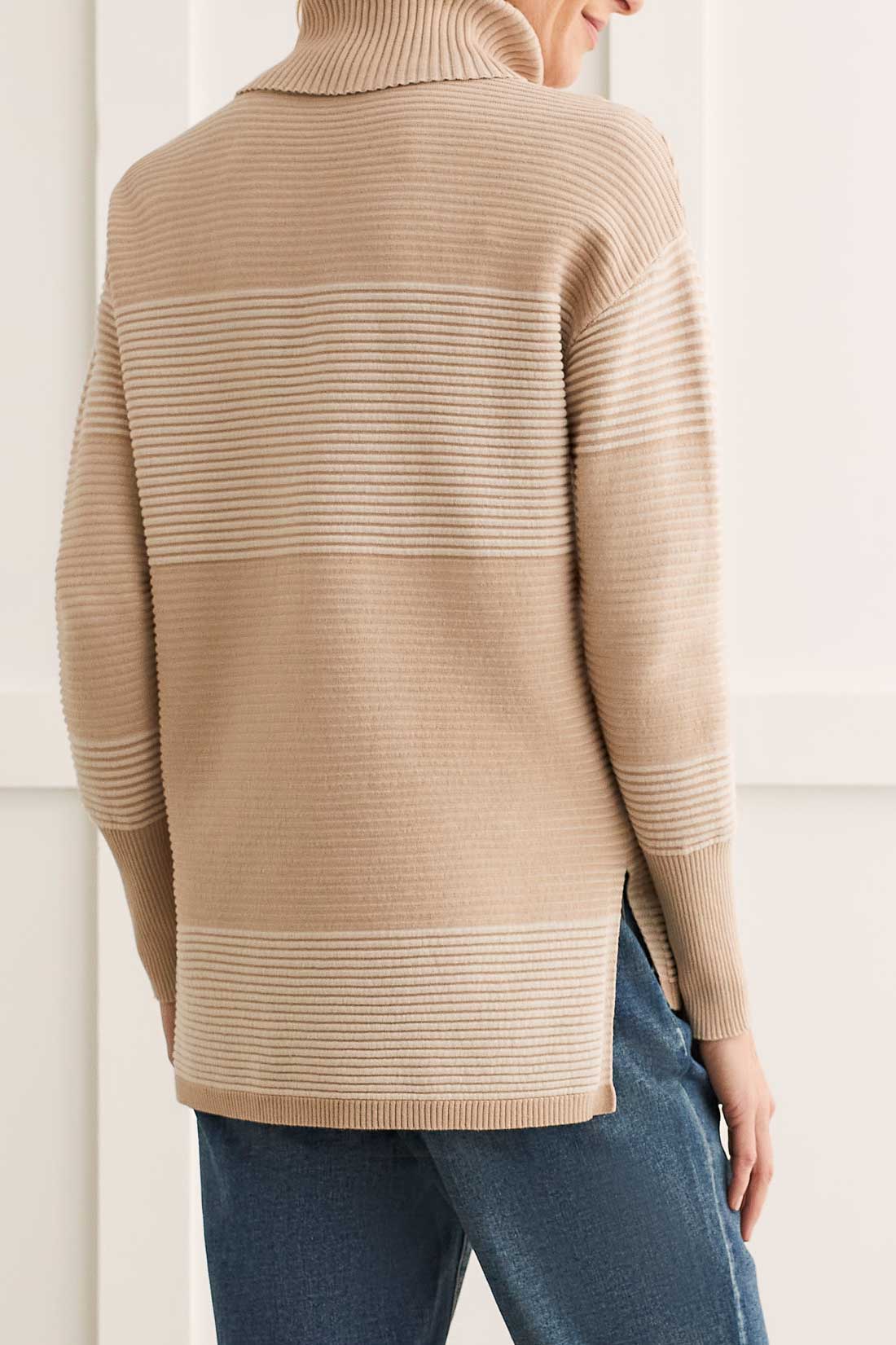 Two-Tone T-Neck Sweater
