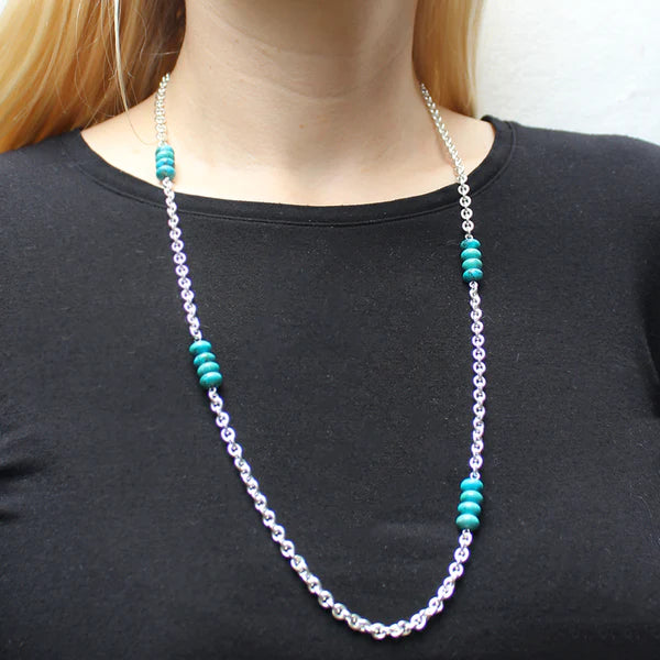 Chain w/ Stacked Turquoise Beads